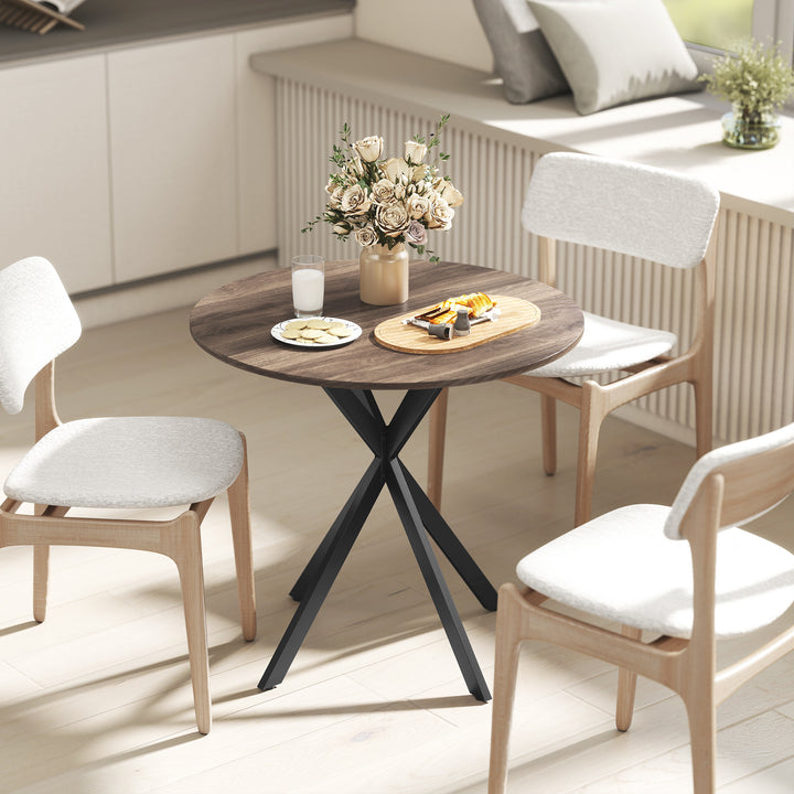 80cm Industrial Round Dining Table - Brown
