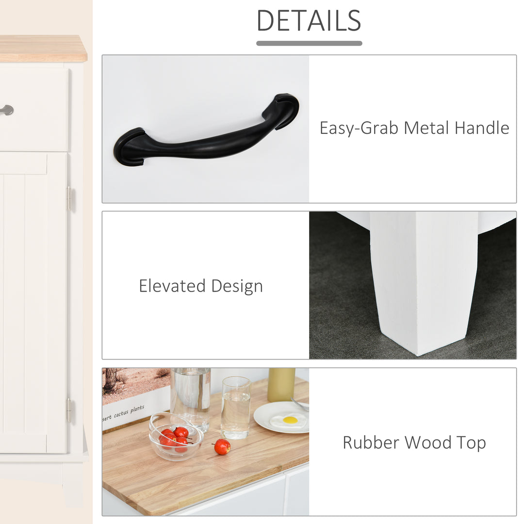 Modern Kitchen Cupboard, Wooden Storage Cabinet, Tableware Organizer with 2 Drawers for Living & Dining Room, White
