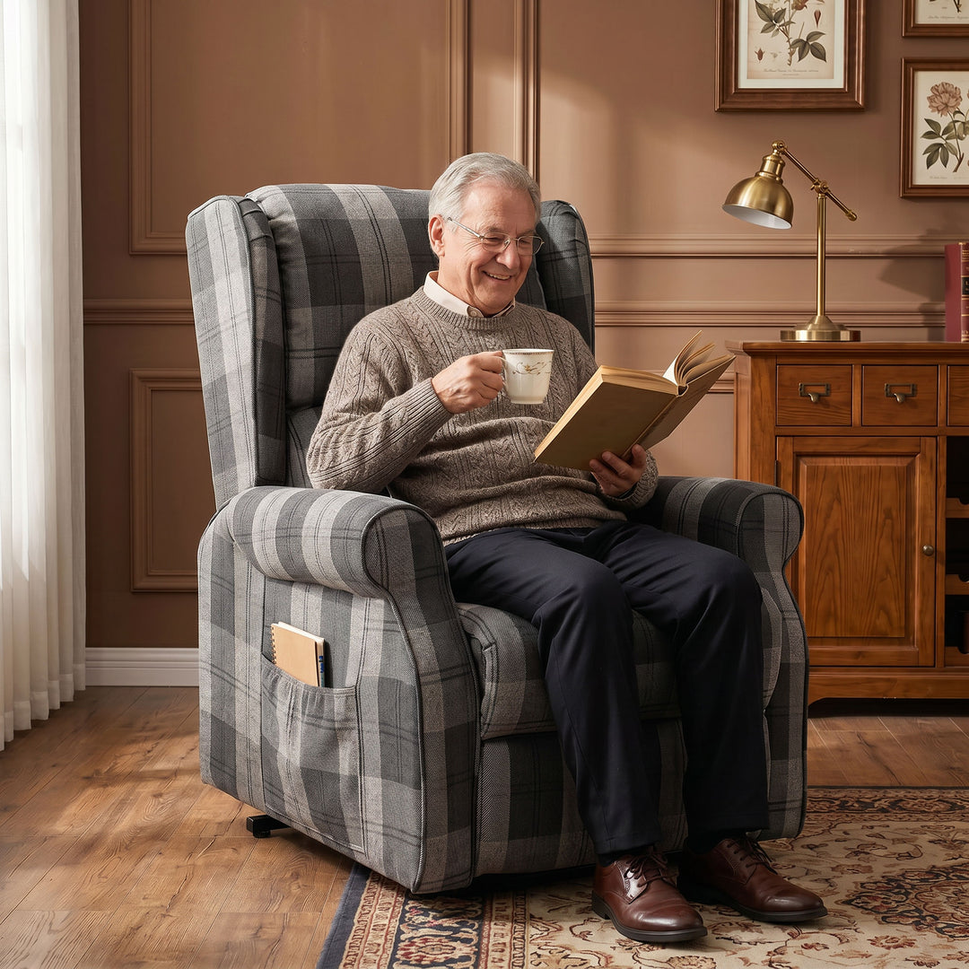 Power Lift Recliner Chair with Vibration Massage, Heat, Checked Lift C