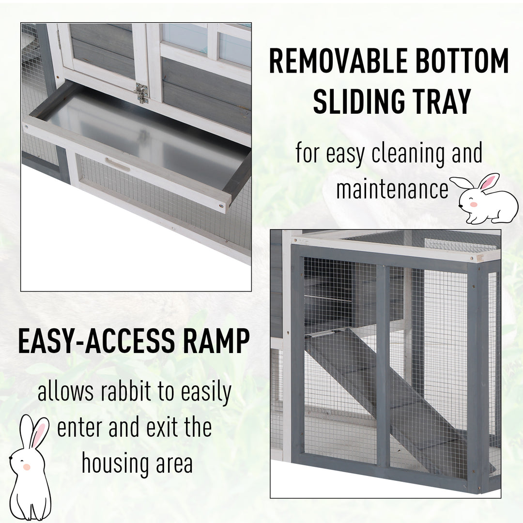 2 Tier Wooden Guinea Pigs Hutches Guinea Pig Cage Rabbit Cage Pull Out Tray W/ Ramp 122 x 62.6 x 92 cm