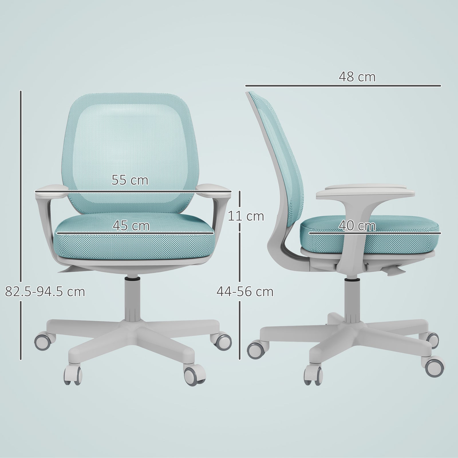 44-56cm Mesh Back Office Chair - Light Green