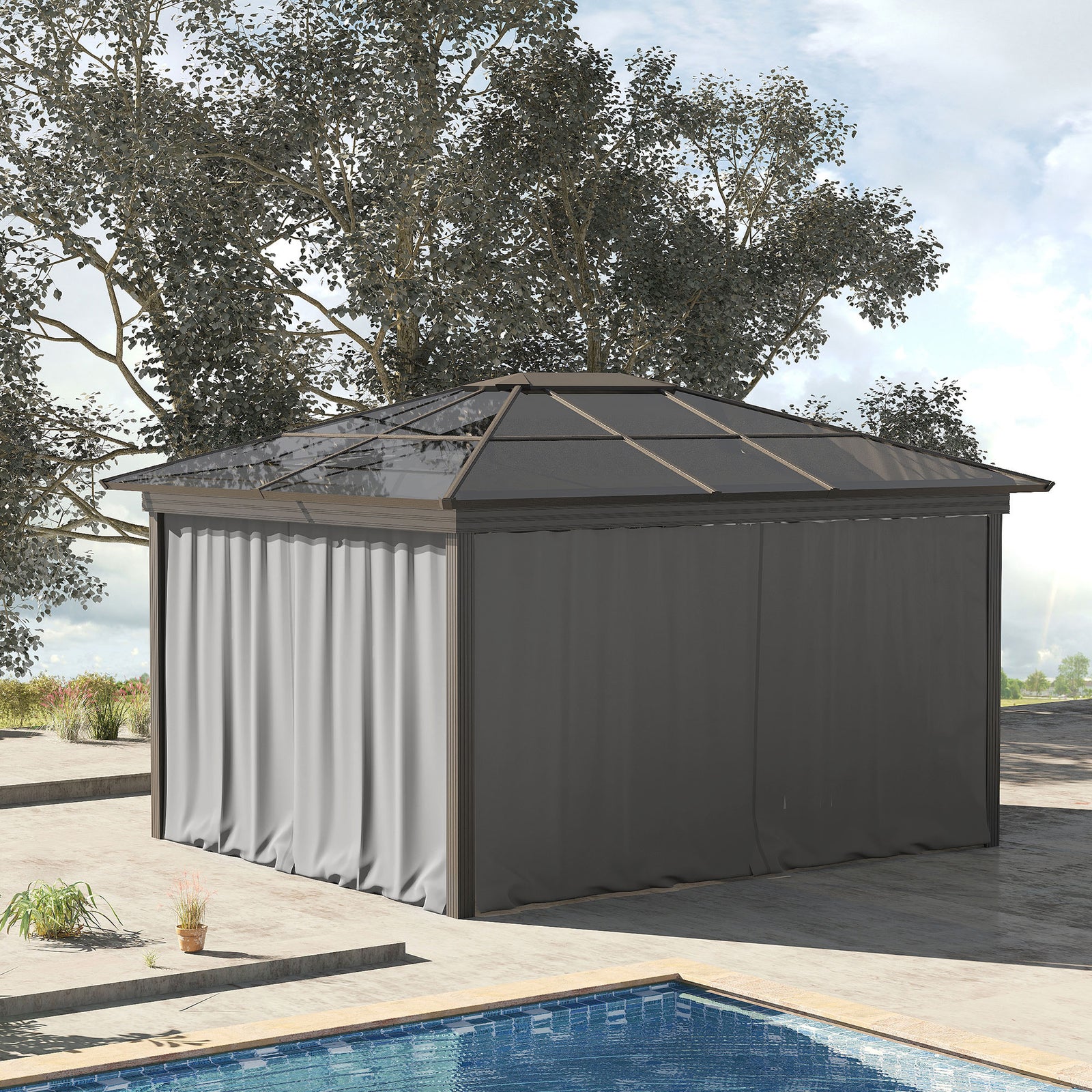 Set of Four 3 x 3m Gazebo Replacement Walls - Light Grey