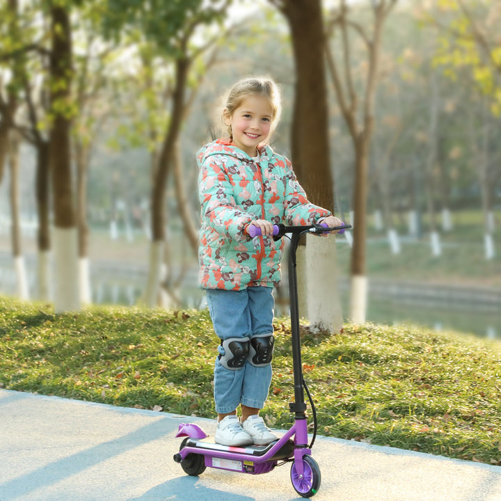 Electric Scooter for Kids Ages 6-14, with Dual Brakes, Flash Wheel and Colourful Light, Kids Electric Scooter E Scooter, Up to 12 KM/H & 10 KM, Purple