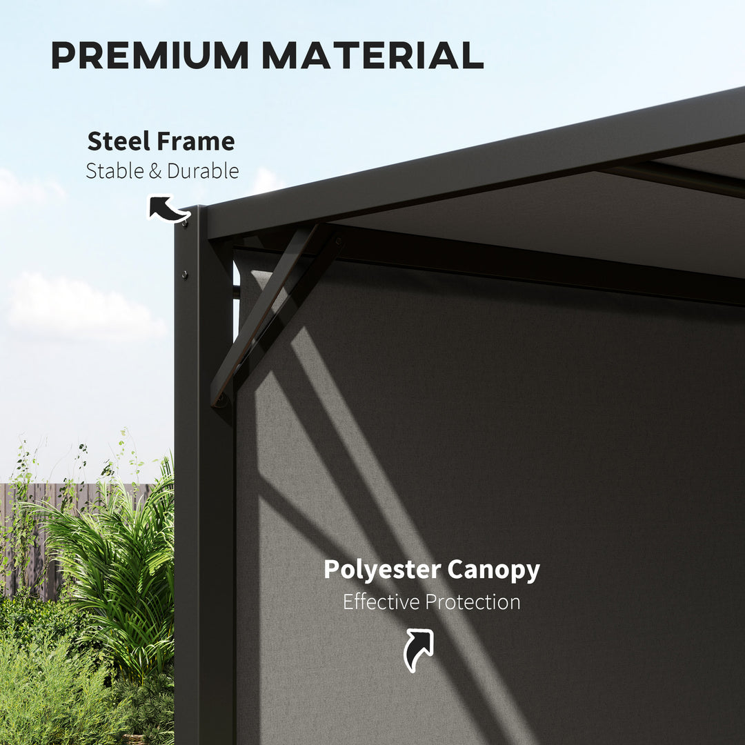 3 X 3 Meters Pergola with Retractable Roof, Garden Gazebo with Adjustable Sun Shade Canopy and Steel Frame, Charcoal Grey