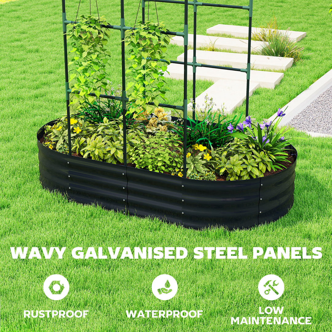 Galvanised Raised Garden Bed with Arched Trellis, 5 x 3 x 6ft Metal Ra