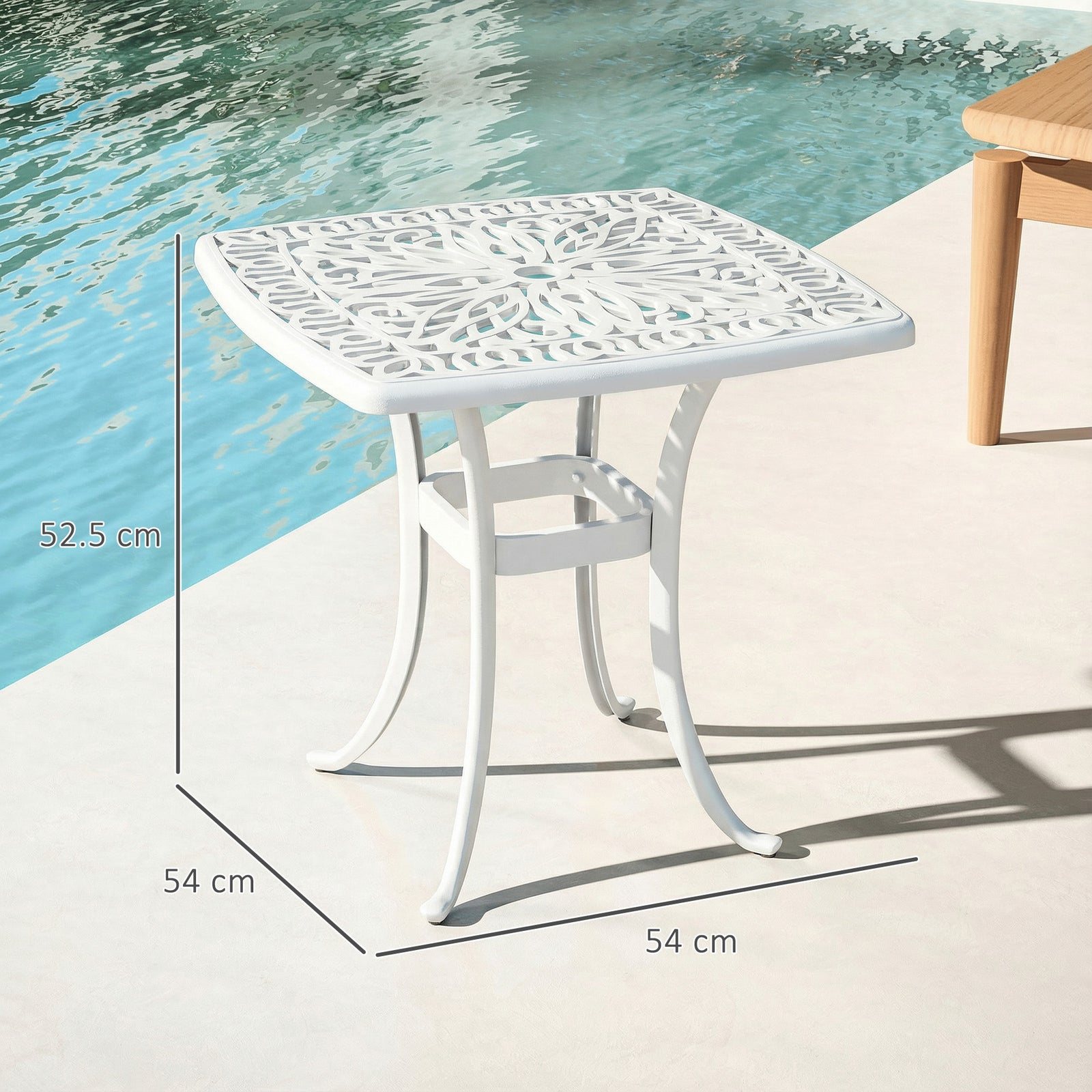 Outdoor Garden Table with 38mm Dia. Umbrella Hole, Cast Aluminium Pati