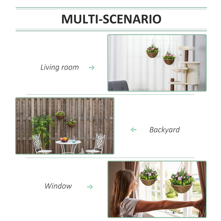 Set of Two Hanging Lisianthus Flower Pots - Pink/Green