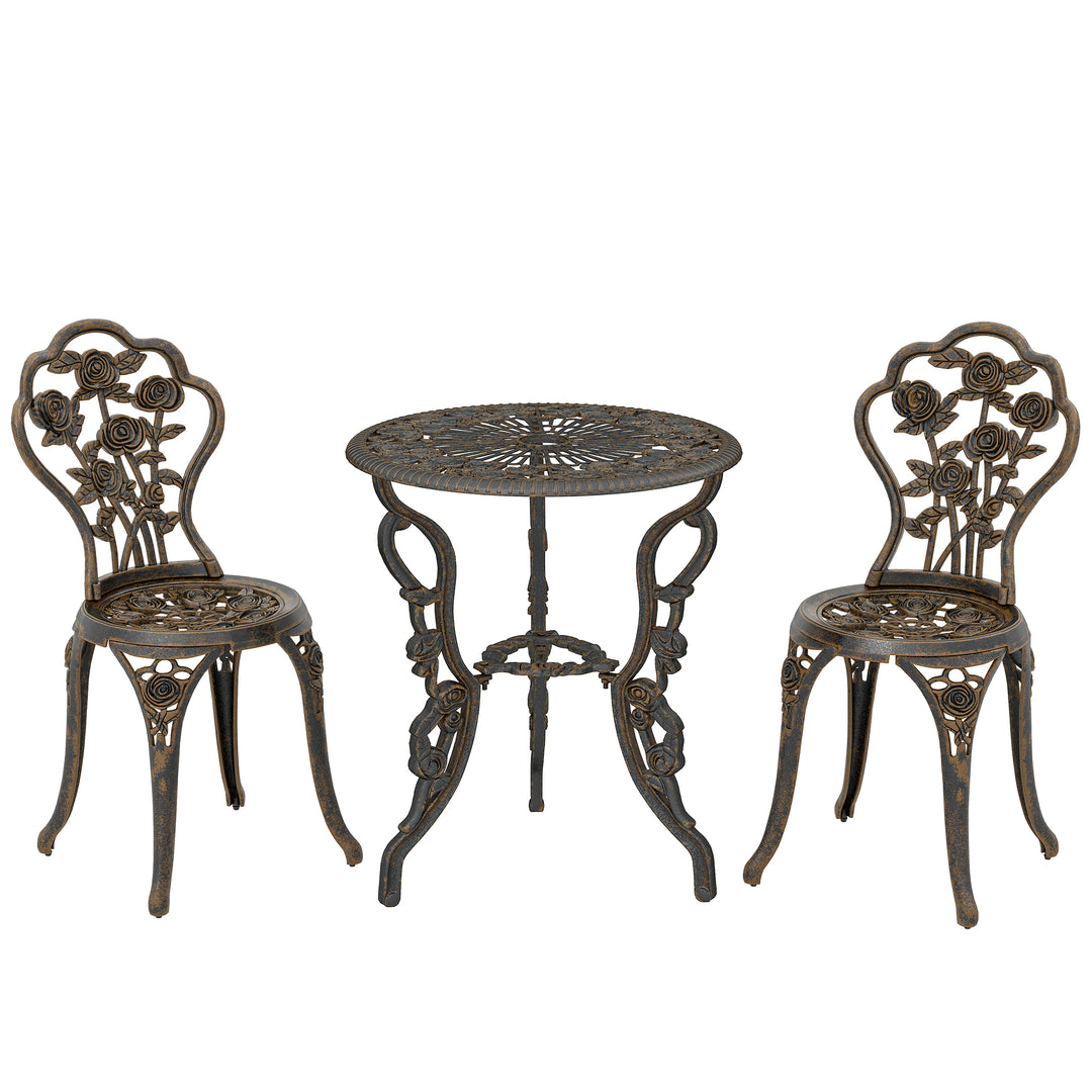 Outdoor Bistro Set Vintage Rose Design Patio Furniture Set with Round 