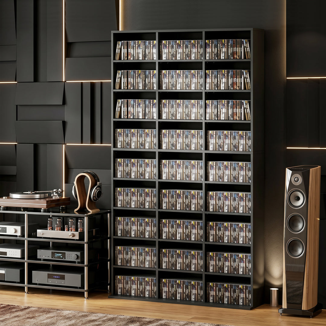 835 CD/500 DVD Storage Unit, Blu-ray Media Storage Shelf with 27 Compa