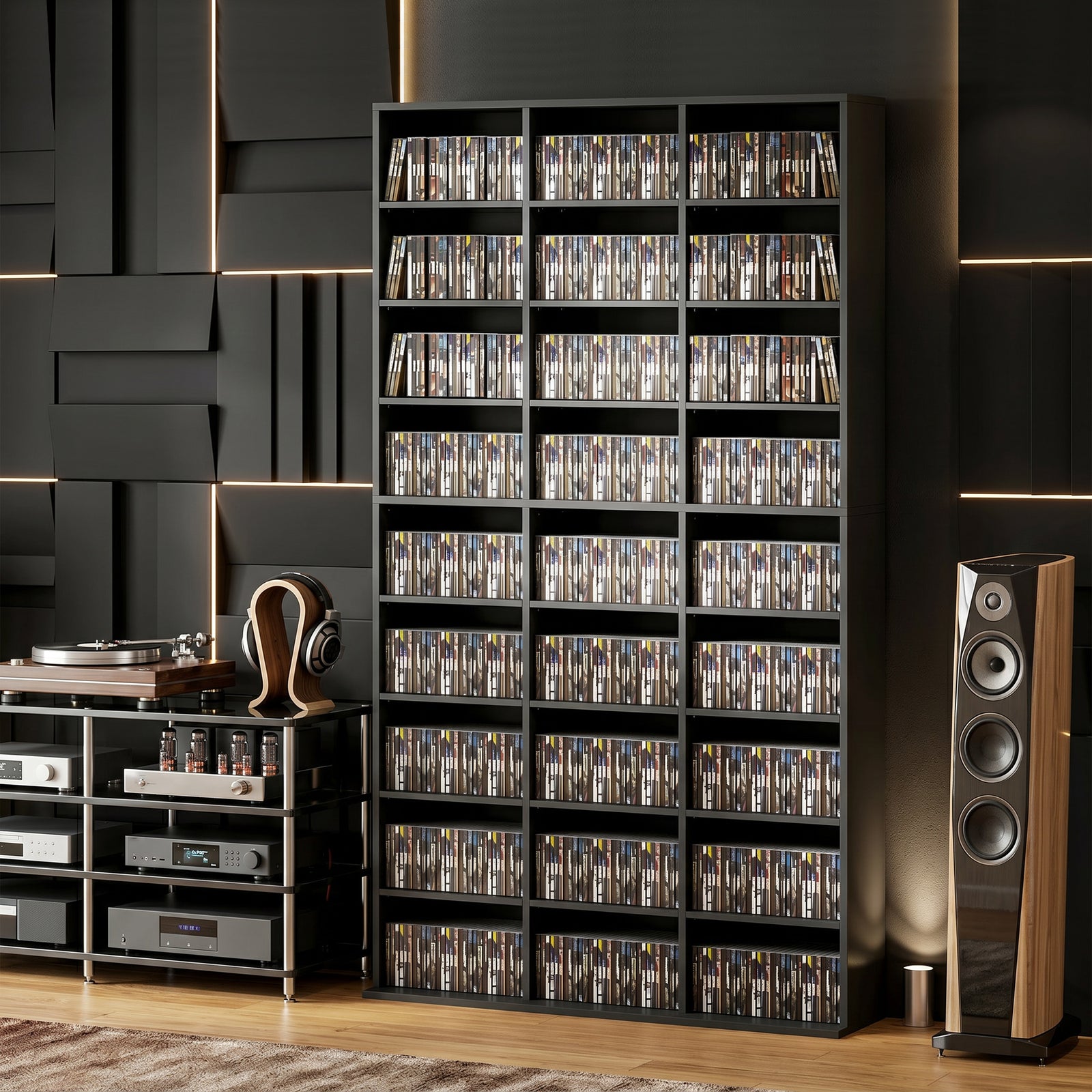 835 CD/500 DVD Storage Unit, Blu-ray Media Storage Shelf with 27 Compa