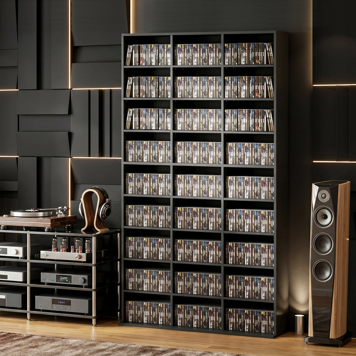 835 CD/500 DVD Storage Unit, Blu-ray Media Storage Shelf with 27 Compa