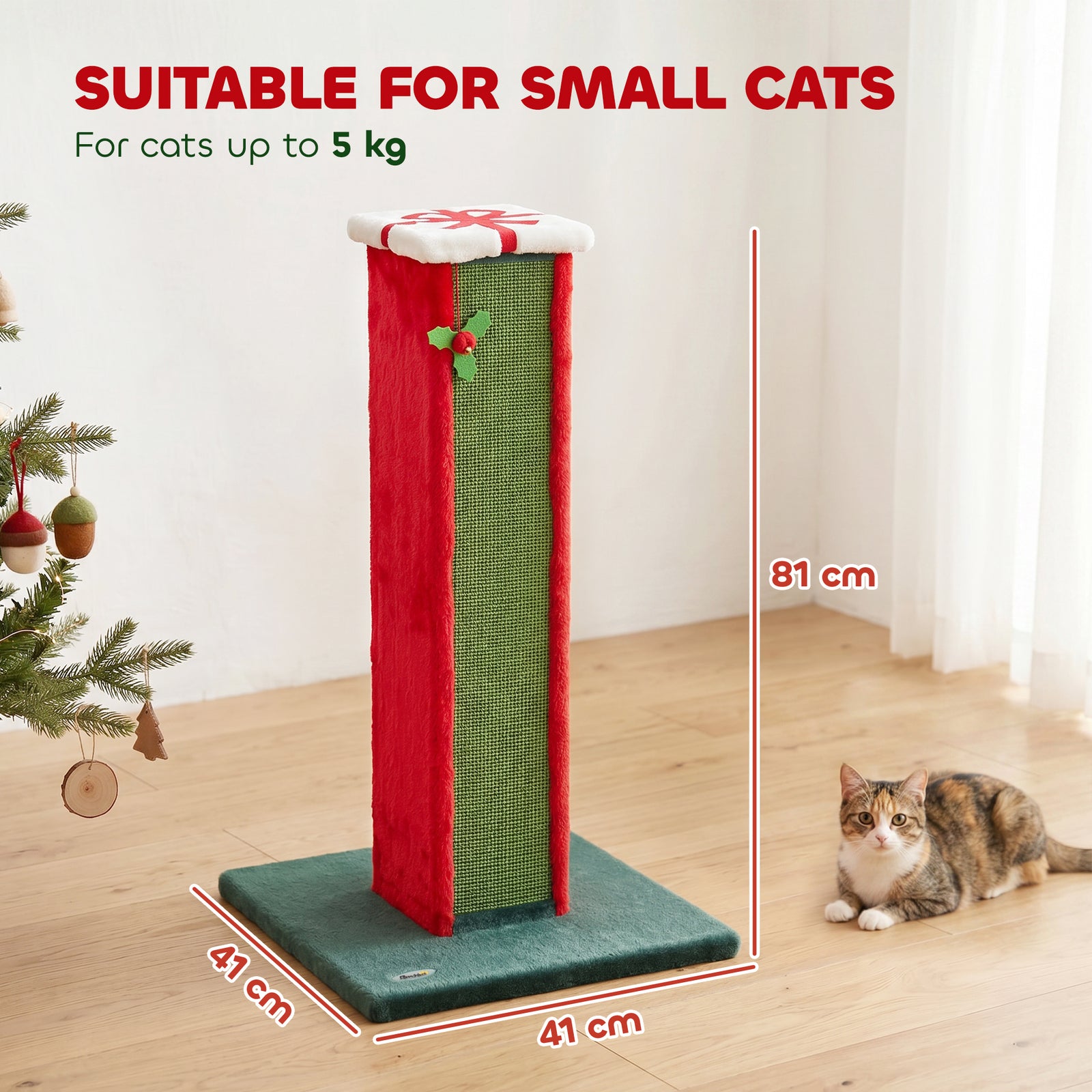 Cat Scratching Post for Indoor Cats, 81cm Tall Cat Scratcher with Sisa