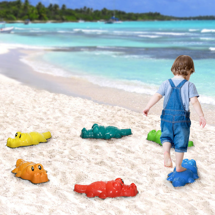 ZONEKIZ 6PCs Kids Stepping Stones, Crocodile-Designed Sensory Toys, with Anti-Slip Edge Balance River Stones | Aosom UK