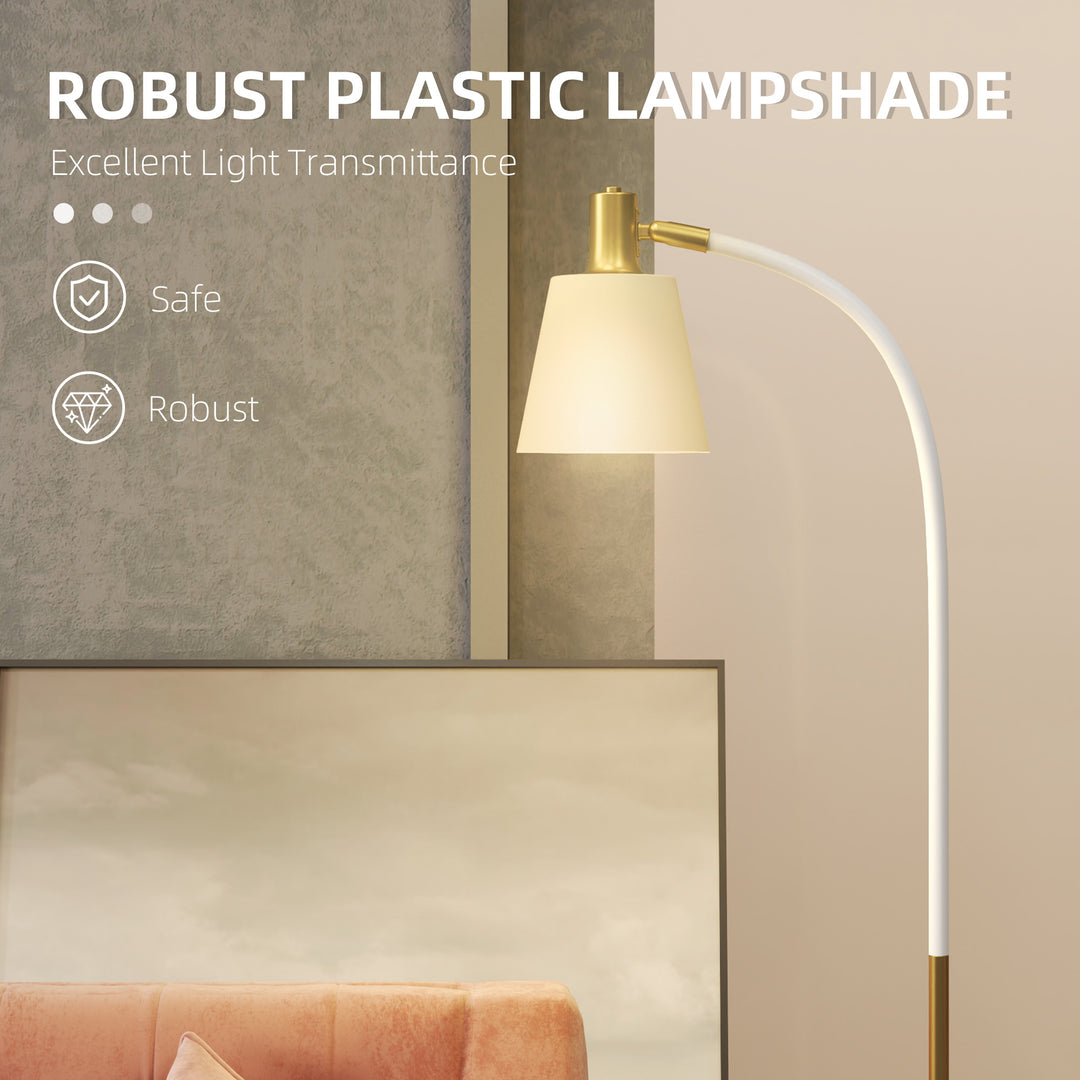 Floor Lamp for Living Room, Spotlight Reading Standing Lamp with Adjustable Height, Rocker on/off Switch, Indoor Task Lighting for Bedroom, Office, White (Bulb not Included)