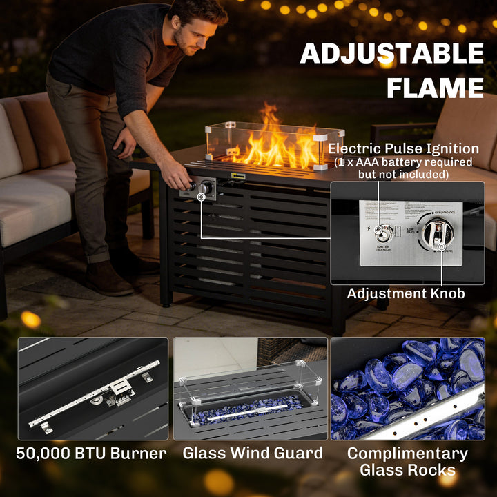Propane Gas Fire Pit Table, Outdoor Firepit with 43" Steel Tabletop an