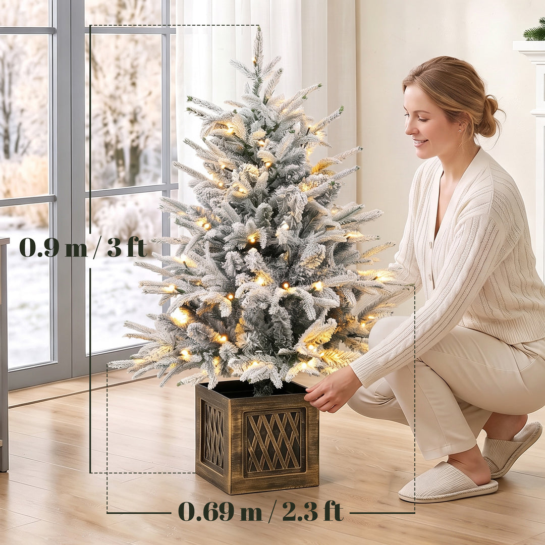 90 cm Prelit Flocked Table Christmas Tree, Artificial Christmas Tree - view 3