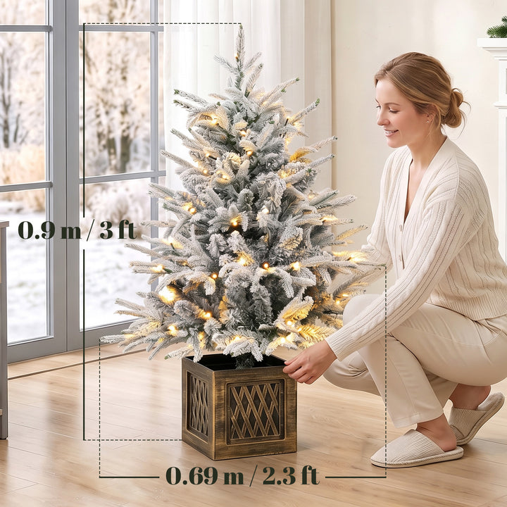 90 cm Prelit Flocked Table Christmas Tree, Artificial Christmas Tree - view 3