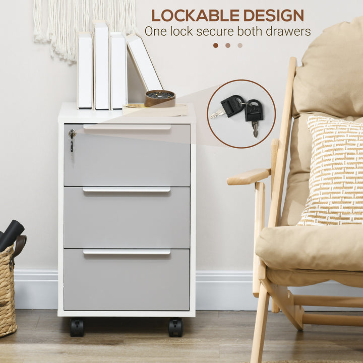 MCL Three-Drawer Locking Filing Cabinet - Grey/White