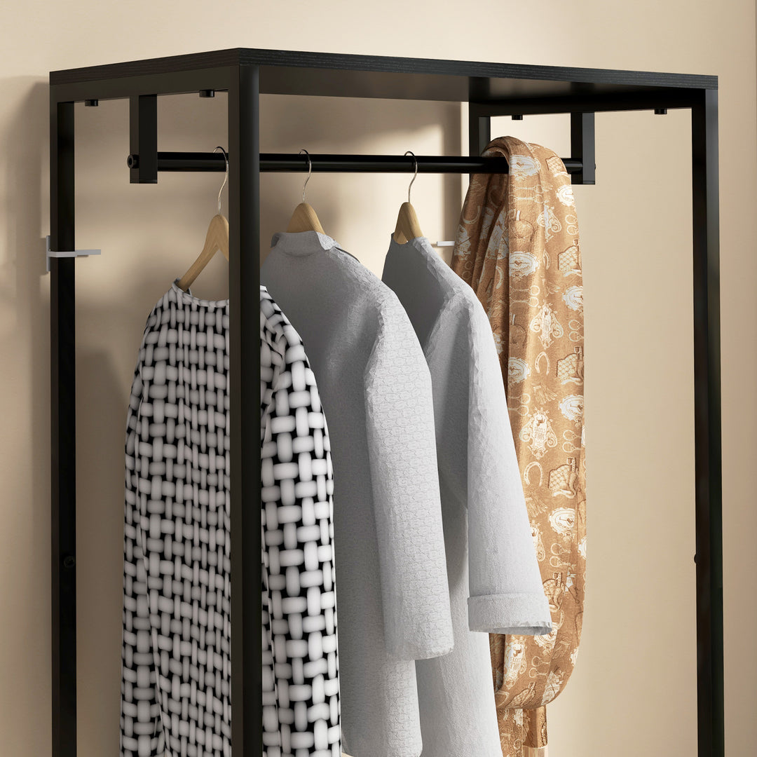 HOMCOM Hallway Coat Rack and Shoe Bench Tree - Black | Aosom UK