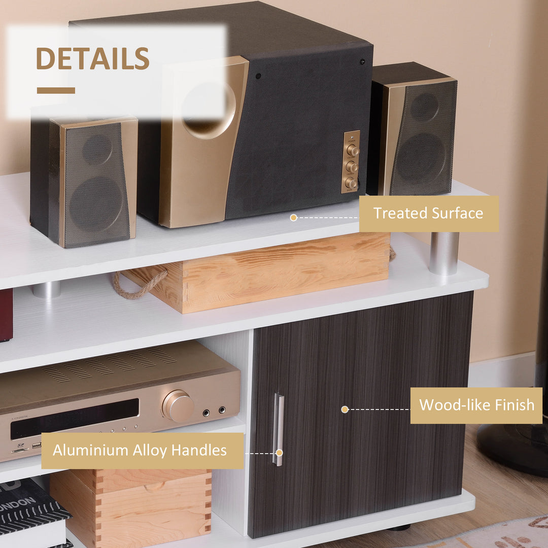 MCL TV Cabinet Unit for TVs up to 50'' with Storage Shelf and Cupboards, Living Room Entertainment Center Media Console, Grey and White