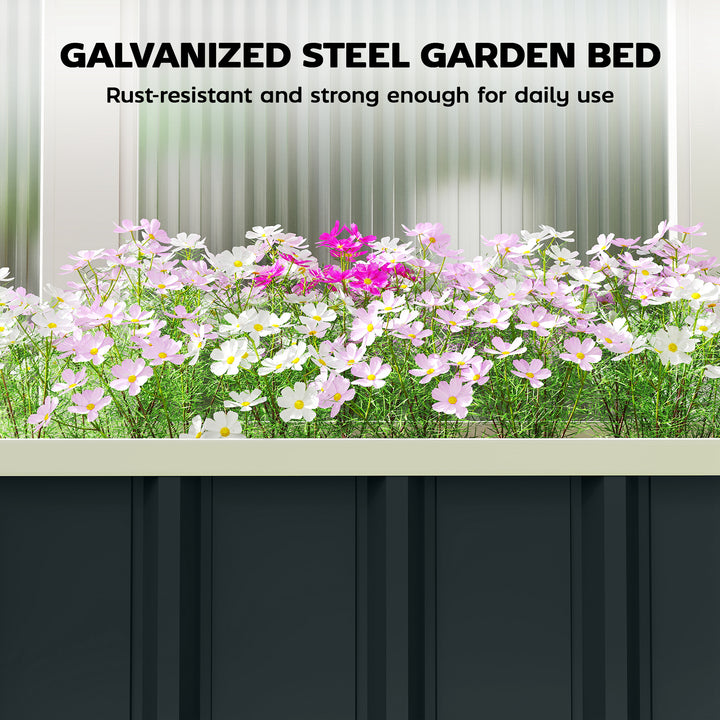 Galvanised Raised Garden Bed, 4.5 x 2 x 1 ft Metal Planter with Gloves