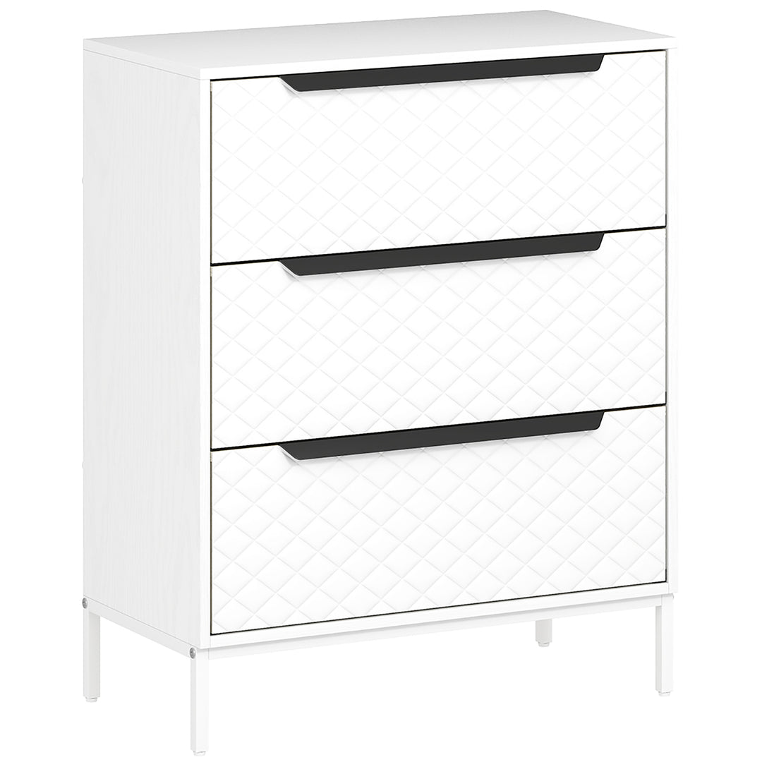 Chest of Drawers, Dresser with 3 Fabric Drawers and Aluminium Handles 