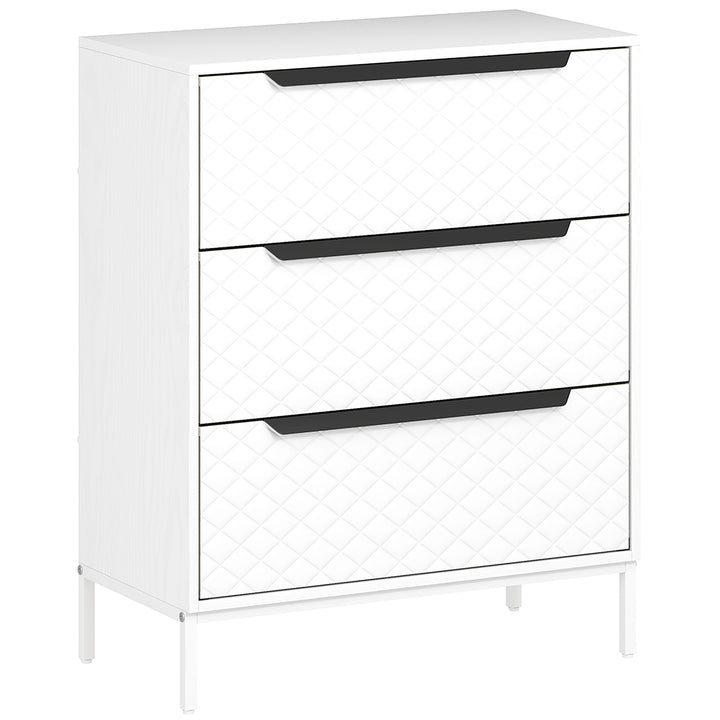 Chest of Drawers, Dresser with 3 Fabric Drawers and Aluminium Handles 