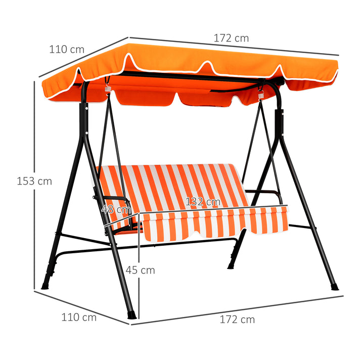 Outsunny 3 Seater Canopy Swing Chair Garden Rocking Bench Heavy Duty Patio Metal Seat w/ Top Roof