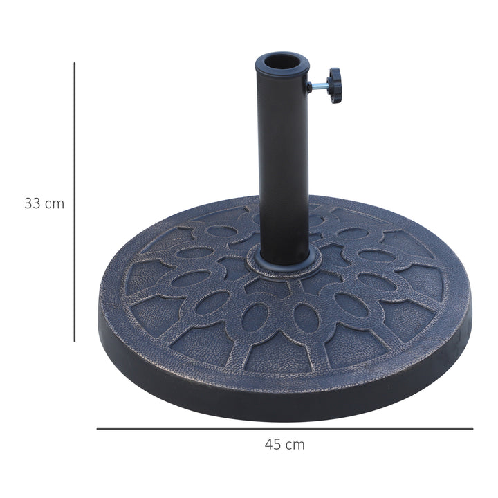 MCL 13kg Resin Umbrella Stand Holder, Garden Parasol Base for 38mm or 48mm Outdoor Umbrella Poles, Bronze Tone