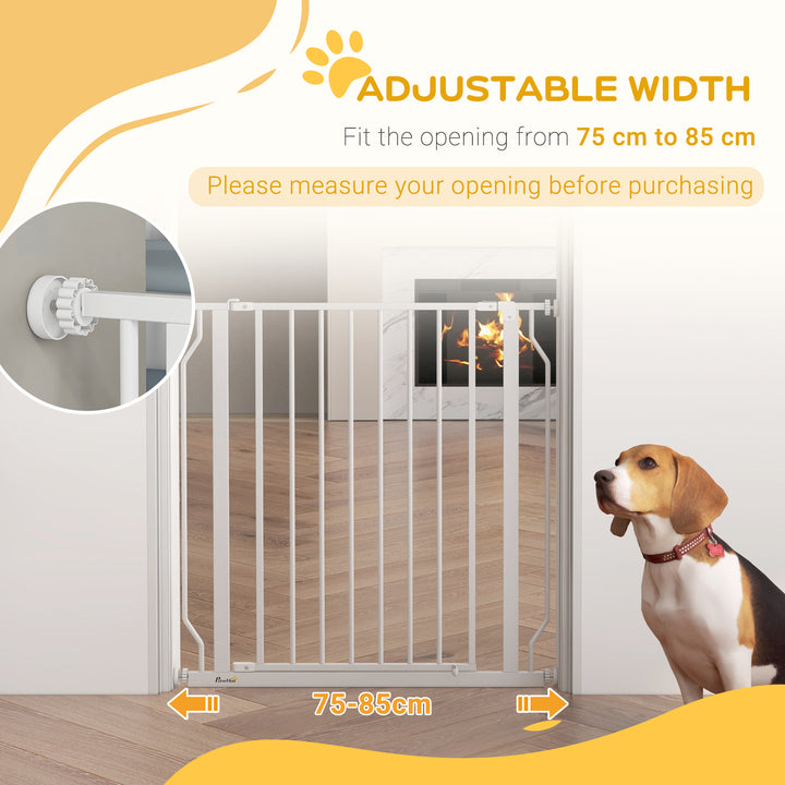 PawHut Extra Wide Dog Safety Gate, with Door Pressure, for Doorways, Hallways, Staircases - White | Aosom UK