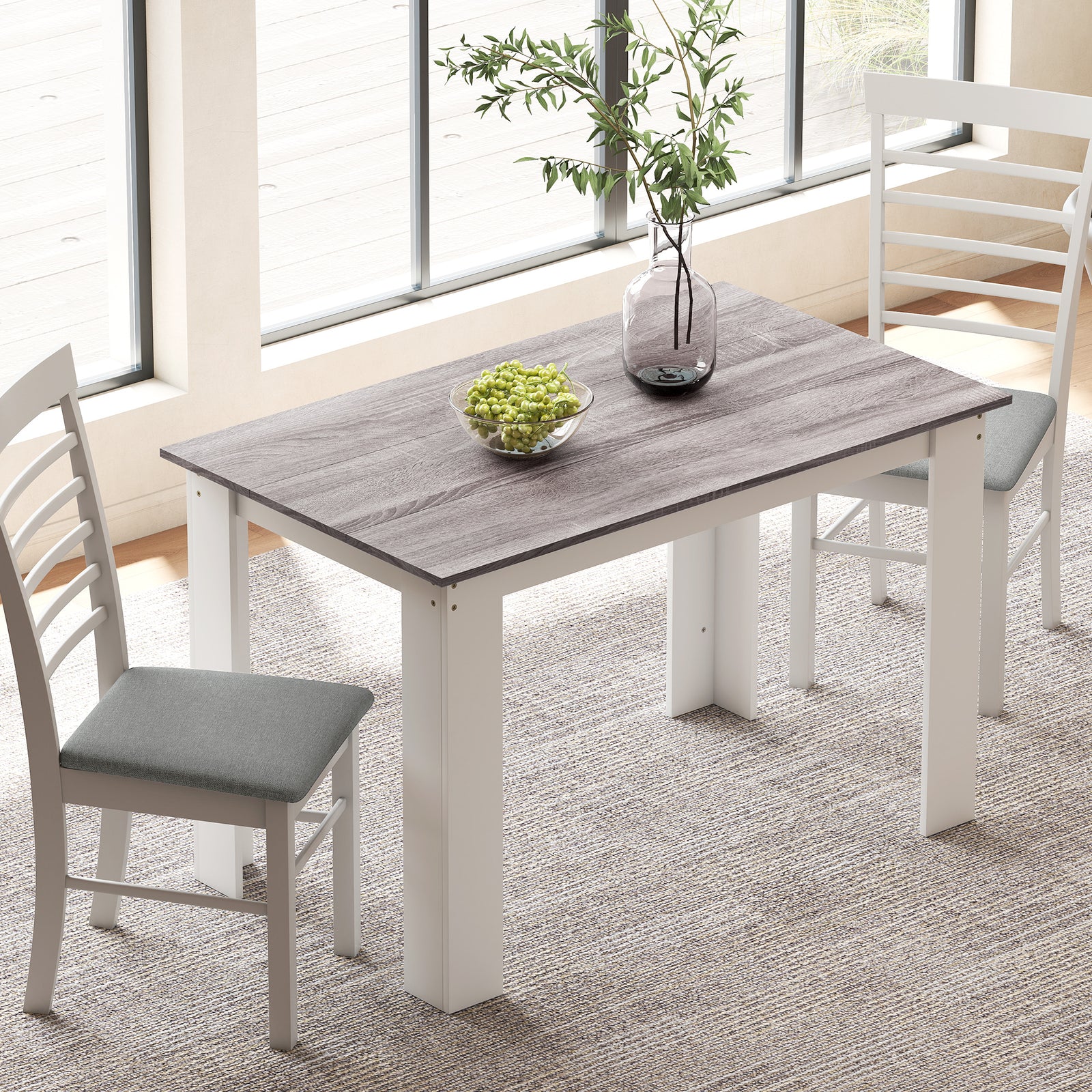 Dining Table for 4-6 People, Kitchen Table with Wood Effect for Dining