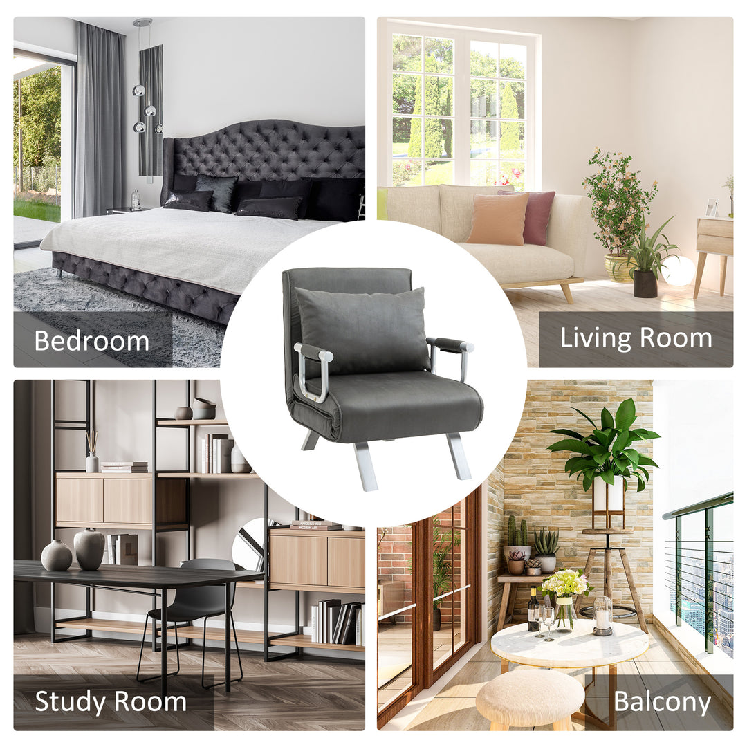 4-in-1 Faux Suede Chair Bed - Grey