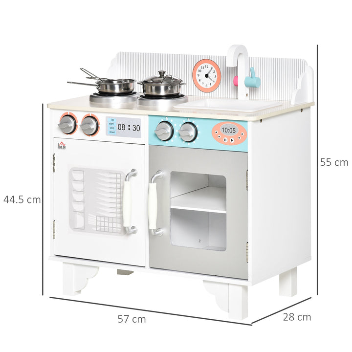 MCL Kids Wooden Play Kitchen Toy Cooking Set Pretend Role Playset, with, Cooking Bench, Stainless Steel Pot for 3-6 Years