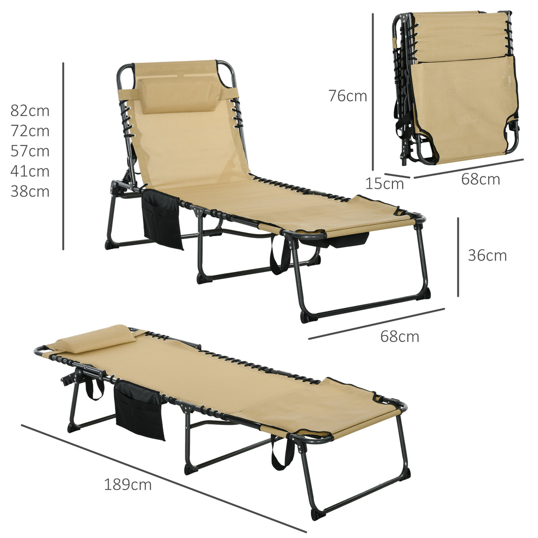 Outsunny Folding Sun Lounger with 5