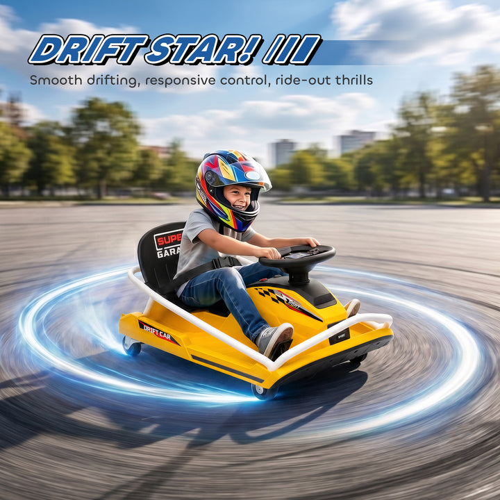 24V Electric Go Kart for Kids with Drift Mode, 300W Brushless Motor, S