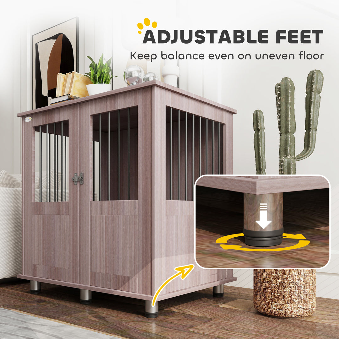 Dog Crate Table for Medium and Large Dogs with Magnetic Door for Indoor Use, 85 x 55 x 75 cm, Purple