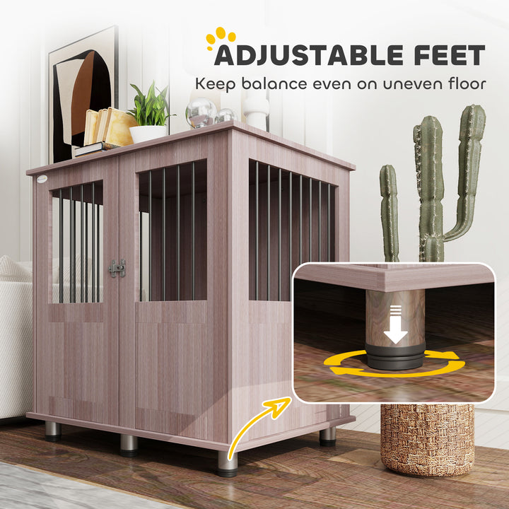 Dog Crate Table for Medium and Large Dogs with Magnetic Door for Indoor Use, 85 x 55 x 75 cm, Purple