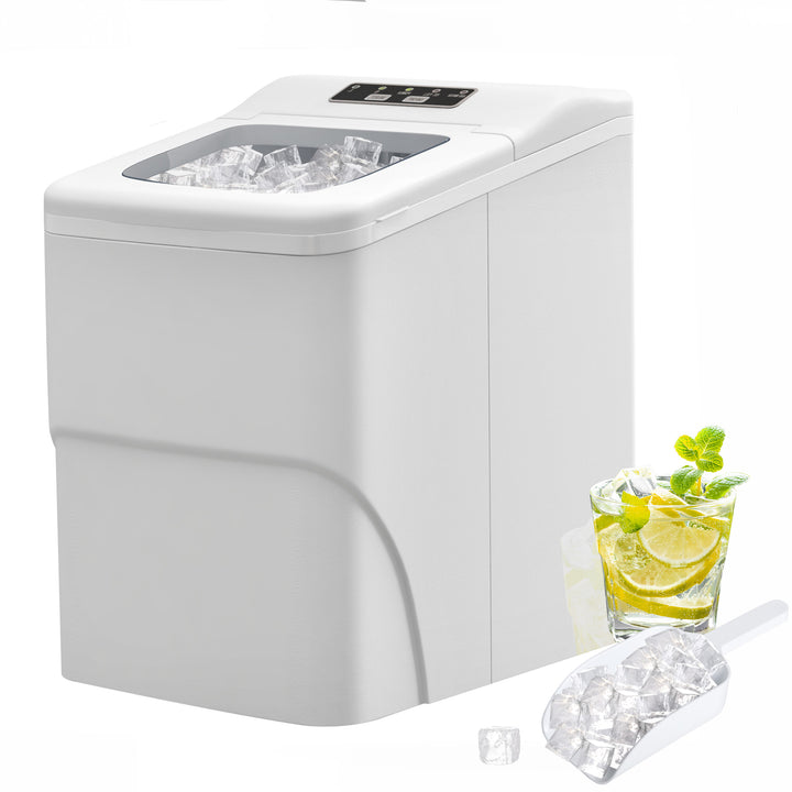 HOMCOM Bullet Ice Maker: Rapid 9 Cubes in 8 Minutes, Auto-Clean, Visible Window, Pristine White | Aosom UK