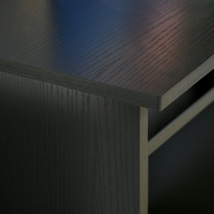Modern Computer Desk, Home Office Table, Small Writing Desk with Storage Shelf, 90 x 50cm, Black Wood Grain