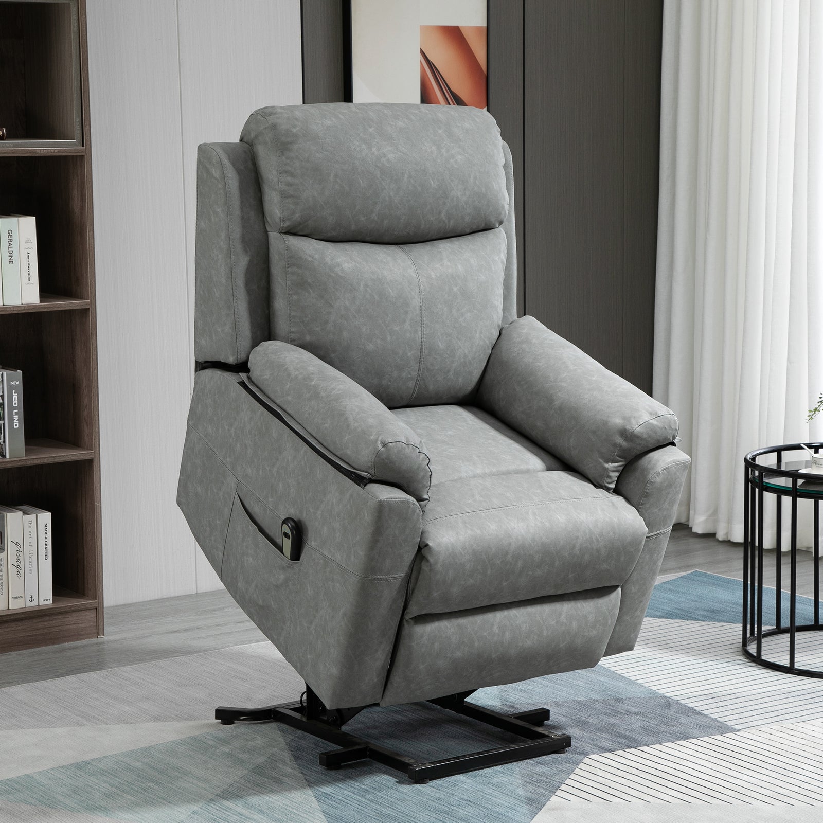 Faux Leather 70° Electric Riser Recliner Chair - Grey