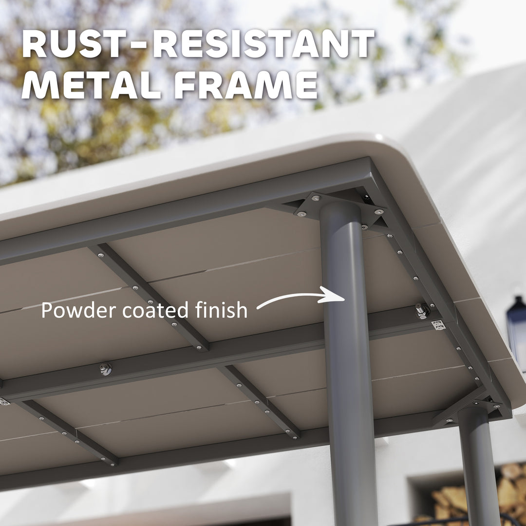 Garden Table, Outdoor Dining Table for 6 People, 160 x 90 x 74 cm, with Rust Resistant Metal Frame, WPC Top, for Balcony, Terrace, Light Grey