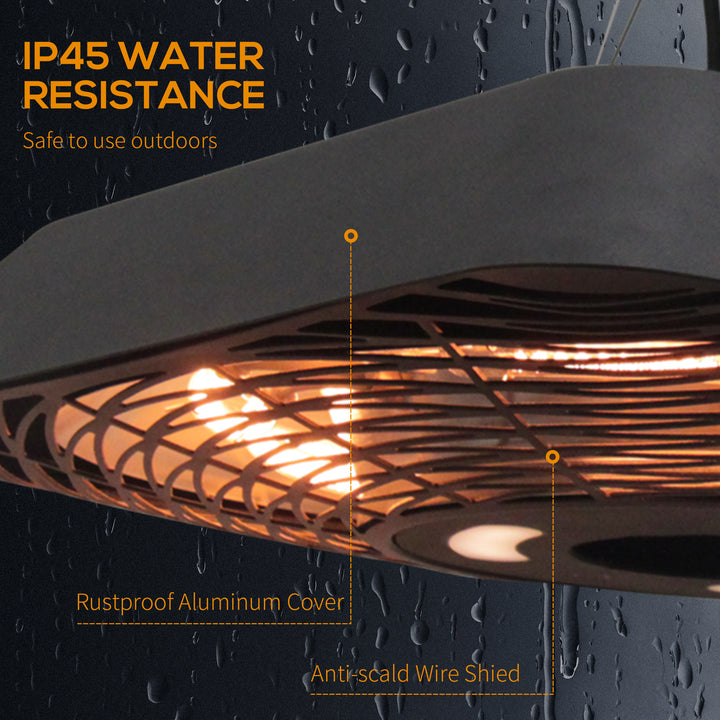 2000W Electric Hanging Patio Heater Ceiling Mounted Halogen Heating Indoor Outdoor with Remote Control Aluminium