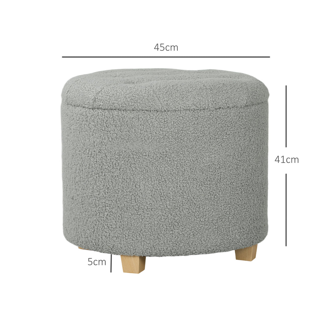 40.5L Teddy Fleece Storage Ottoman - Grey