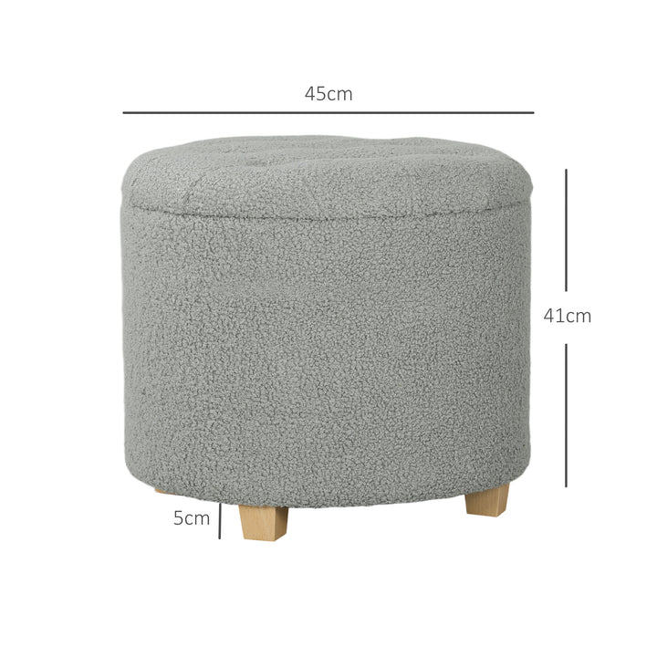 40.5L Teddy Fleece Storage Ottoman - Grey