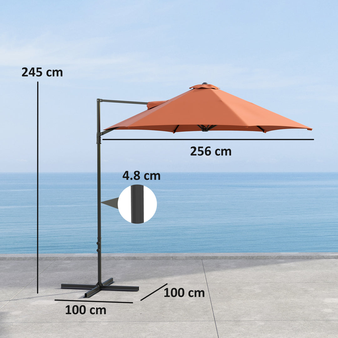 2.5m Rotating Cantilever Parasol - Orange