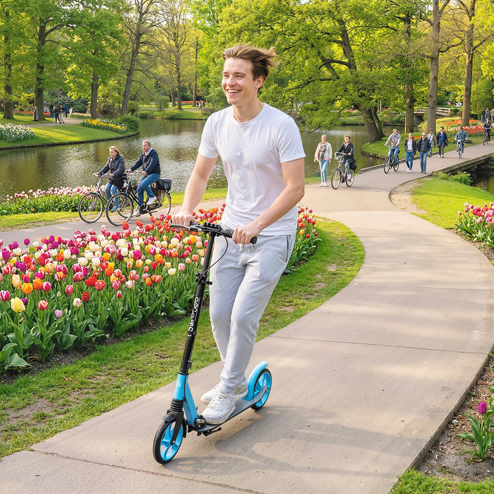 One-click Folding Kick Scooter for 14+ w/ Adjustable Handlebar, Push S