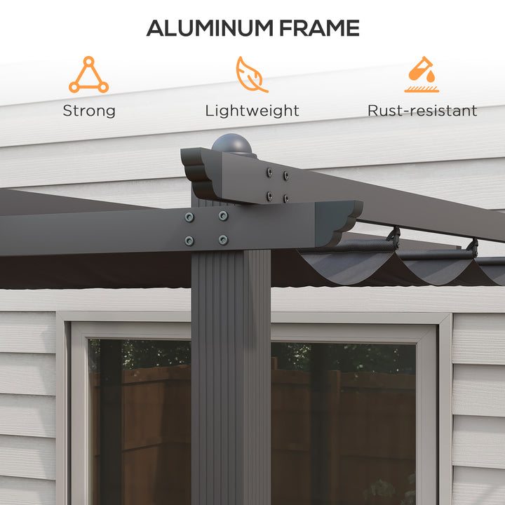 Outsunny 3 x 4m Aluminium Pergola with Retractable Roof, Garden Gazebo Canopy Sun Shade Shelter for Grill, Patio, Deck