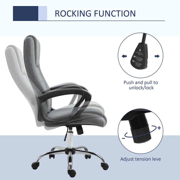 Linen-Look Swivel Office Chair - Dark Grey