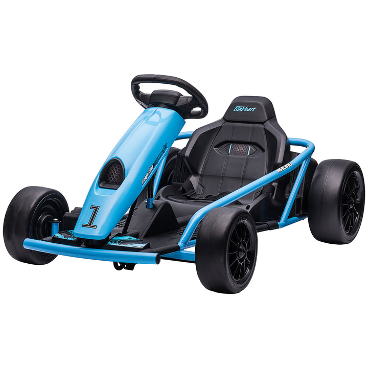 HOMCOM 24V Electric Go Kart for Kids, Drift Ride-On Racing Go Kart with 2 Speeds, for Boys Girls Aged 8-12 Years Old, Blue | Aosom UK