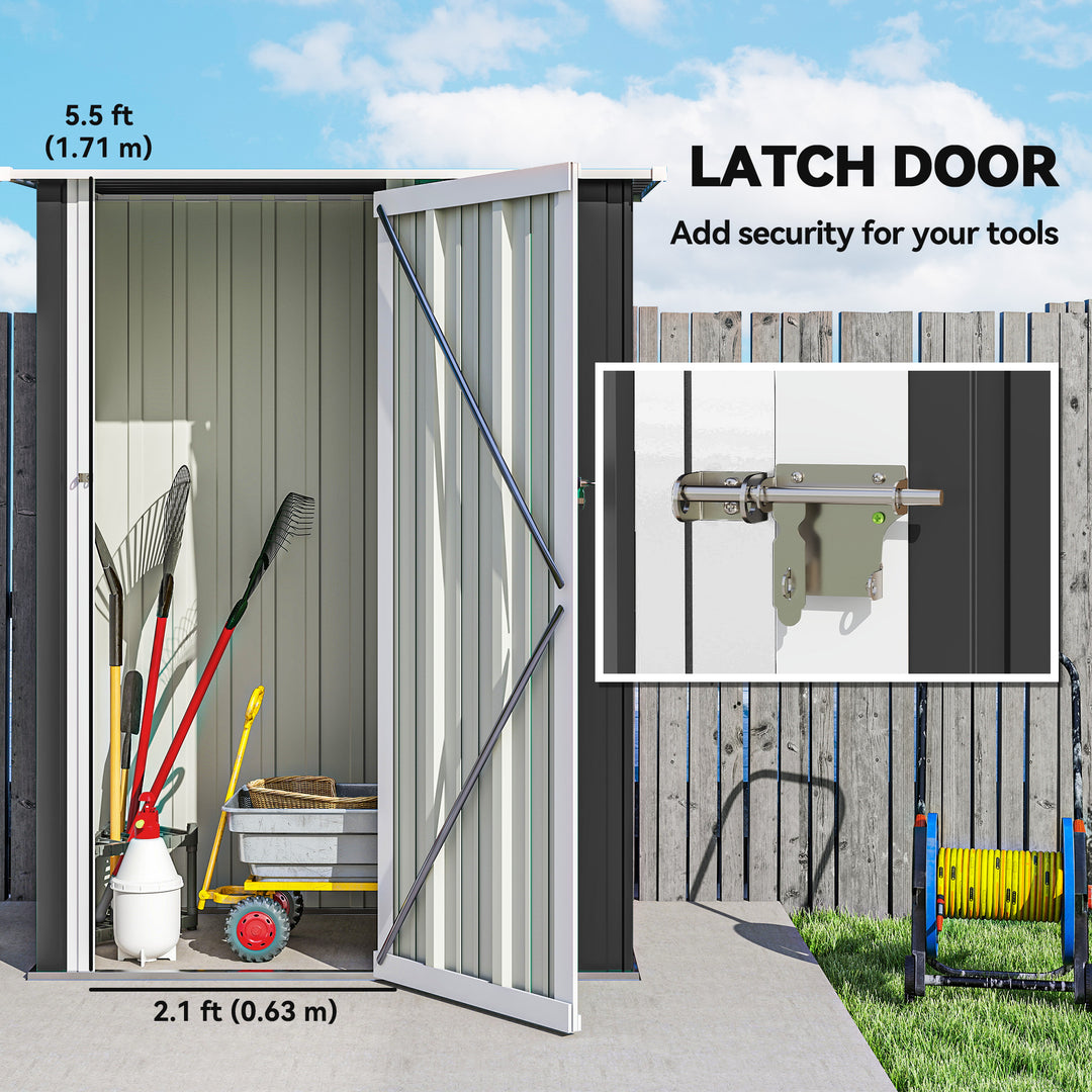 5ft x 3ft Metal Garden Storage Shed, Outdoor Tool Shed with Sloped Roof, Lockable Door for Tools, Equipment, Grey